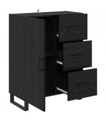 vidaXL Sideboard Black Oak 69.5 x 34 x 90 cm Engineered Wood and Iron — V0672039885