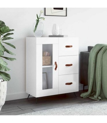 vidaXL Sideboard High Gloss White 69.5x34x90 cm Engineered Wood — V0672039891