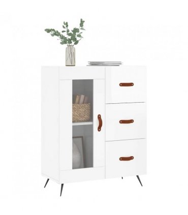 vidaXL Sideboard High Gloss White 69.5x34x90 cm Engineered Wood — V0672039891