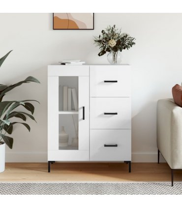 vidaXL Sideboard High Gloss White 69.5x34x90 cm Engineered Wood — V0672039907