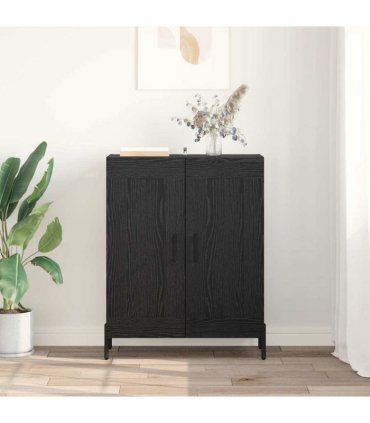 vidaXL Sideboard Black Oak 69.5 x 34 x 90 cm Engineered Wood and Iron — V0672040207