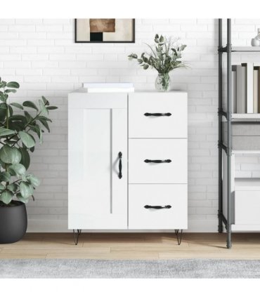 vidaXL Sideboard High Gloss White 69.5x34x90 cm Engineered Wood — V0672040241
