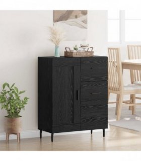 vidaXL Sideboard Black Oak 69.5 x 34 x 90 cm Engineered Wood and Iron — V0672040257