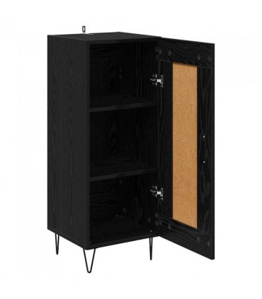 vidaXL Sideboard Black Oak 34.5 x 34 x 90 cm Engineered Wood and Iron — V0672040296