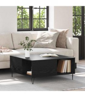 vidaXL Coffee Table Black Oak 80 x 80 x 36.5 cm Engineered Wood — V0672040359