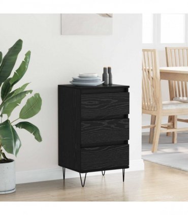 vidaXL Sideboard Black Oak 40 x 35 x 70 cm Engineered Wood and Iron