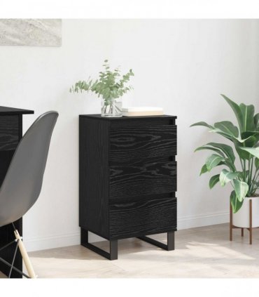 vidaXL Sideboard with Drawer Black oak Engineered wood
