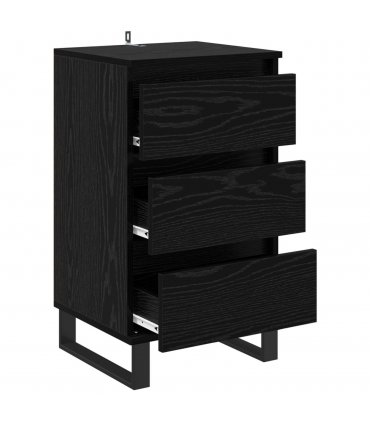 vidaXL Sideboard with Drawer Black oak Engineered wood