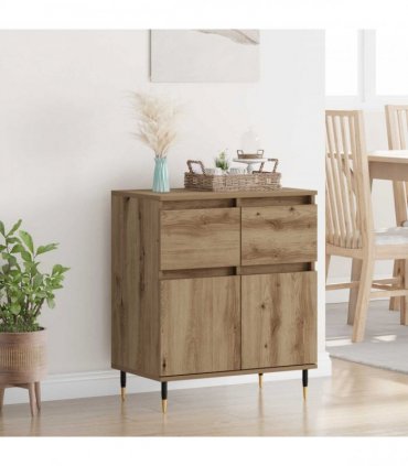 vidaXL Sideboard Artisan Oak 60 x 35 x 70 cm Engineered Wood and Iron — V0672040456