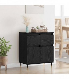 vidaXL Sideboard Black Oak 60 x 35 x 70 cm Engineered Wood and Iron — V0672040462