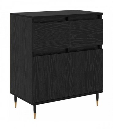 vidaXL Sideboard Black Oak 60 x 35 x 70 cm Engineered Wood and Iron — V0672040462