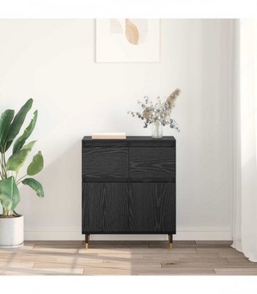 vidaXL Sideboard Black Oak 60 x 35 x 70 cm Engineered Wood and Iron — V0672040462