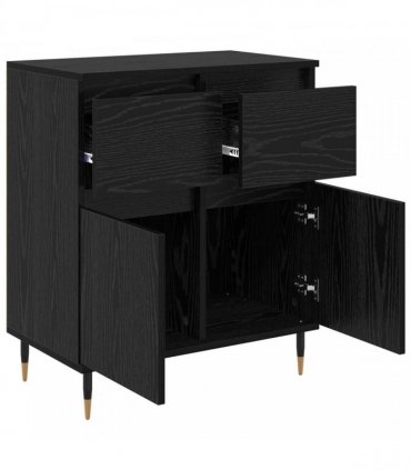 vidaXL Sideboard Black Oak 60 x 35 x 70 cm Engineered Wood and Iron — V0672040462