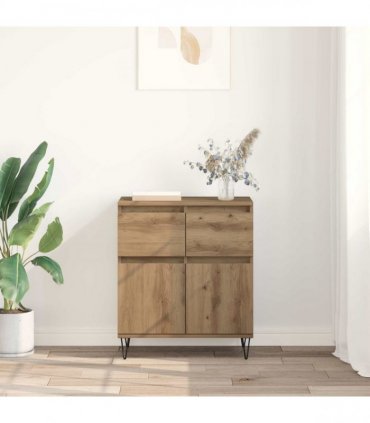 vidaXL Sideboard Artisan Oak 60 x 35 x 70 cm Engineered Wood and Iron — V0672040469
