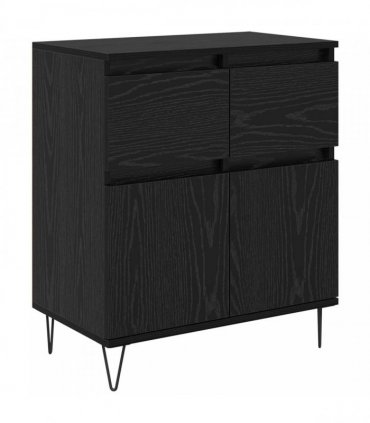 vidaXL Sideboard Black Oak 60 x 35 x 70 cm Engineered Wood and Iron — V0672040470