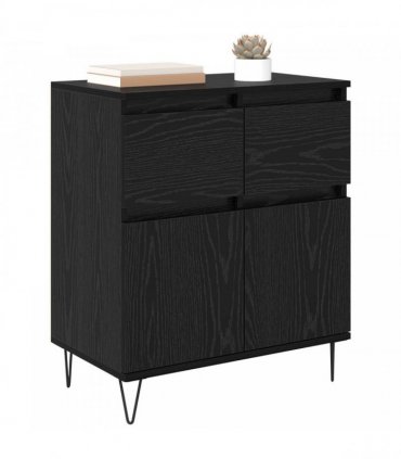 vidaXL Sideboard Black Oak 60 x 35 x 70 cm Engineered Wood and Iron — V0672040470