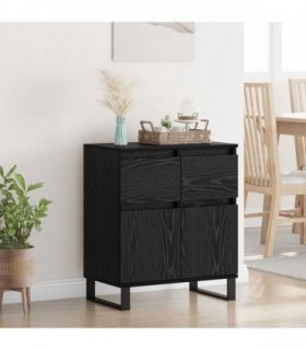 vidaXL Sideboard Black Oak 60 x 35 x 70 cm Engineered Wood and Iron — V0672040472