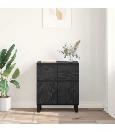 vidaXL Sideboard Black Oak 60 x 35 x 70 cm Engineered Wood and Iron — V0672040472