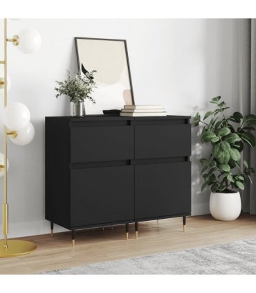 vidaXL Sideboards 2 pcs Black 40x35x70 cm Engineered Wood