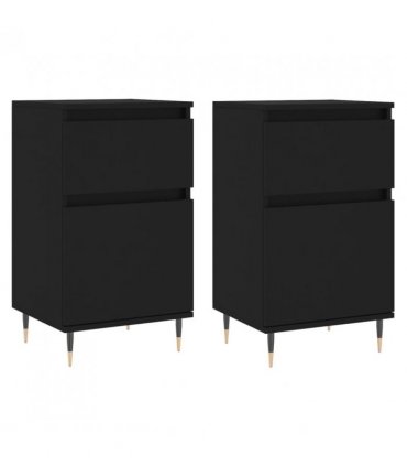 vidaXL Sideboards 2 pcs Black 40x35x70 cm Engineered Wood