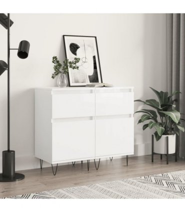 vidaXL Sideboards 2 pcs High Gloss White 40x35x70 cm Engineered Wood — V0672040503