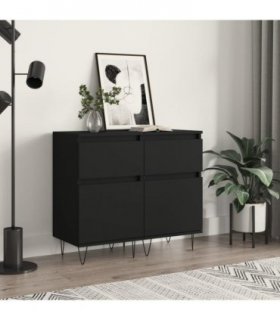 vidaXL Sideboards 2 pcs Black 40x35x70 cm Engineered Wood — V0672040505