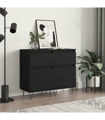 vidaXL Sideboards 2 pcs Black 40x35x70 cm Engineered Wood — V0672040505