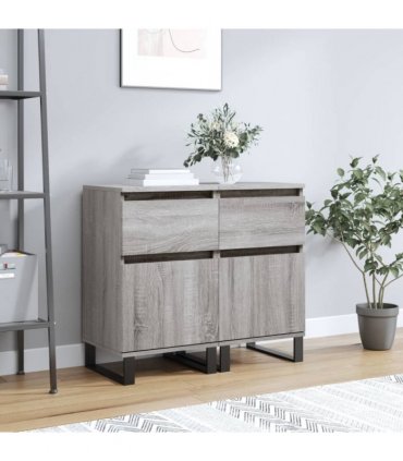 vidaXL Sideboards 2 pcs Grey Sonoma 40x35x70 cm Engineered Wood