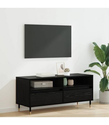vidaXL TV Cabinet with Drawer Black Oak 100 x 34.5 x 44.5 cm — V0672040568