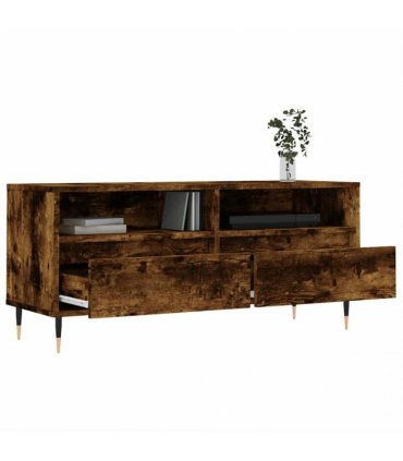 vidaXL TV Cabinet Smoked Oak 100x34.5x44.5 cm Engineered Wood — V0672040570