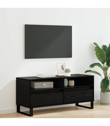 vidaXL TV Cabinet with Drawer Black Oak 100 x 34.5 x 44.5 cm — V0672040582