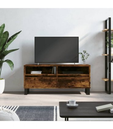 vidaXL TV Cabinet Smoked Oak 100x34.5x44.5 cm Engineered Wood — V0672040587