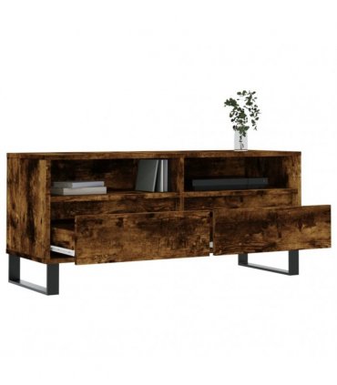 vidaXL TV Cabinet Smoked Oak 100x34.5x44.5 cm Engineered Wood — V0672040587