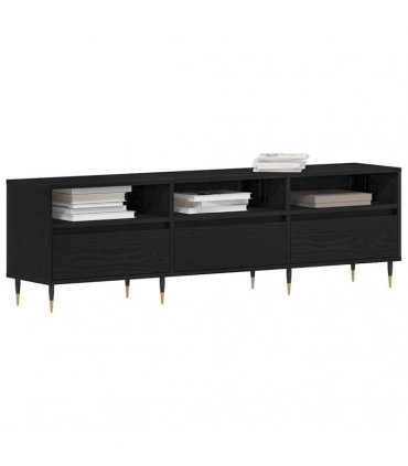 vidaXL TV Cabinet Black Oak 150 x 30 x 44.5 cm Engineered Wood — V0672040613