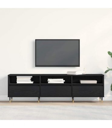 vidaXL TV Cabinet Black Oak 150 x 30 x 44.5 cm Engineered Wood — V0672040613