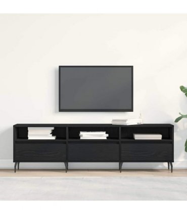 vidaXL TV Cabinet Black Oak 150 x 30 x 44.5 cm Engineered Wood — V0672040632