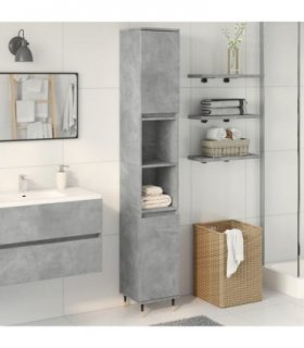 vidaXL Bathroom Cabinet Concrete Grey 30x30x190 cm Engineered Wood — V0672040647