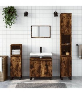 vidaXL Bathroom Cabinet Smoked Oak 30x30x190 cm Engineered Wood — V0672040673