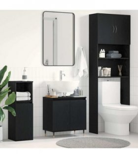 vidaXL Bathroom Sink Cabinet Black Oak 58 x 33 x 60 cm Engineered Wood — V0672040706