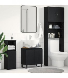 vidaXL Bathroom Sink Cabinet Black Oak 58 x 33 x 60 cm Engineered Wood — V0672040731