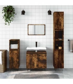 vidaXL Bathroom Cabinet Smoked Oak 65x33x60 cm Engineered Wood — V0672040745