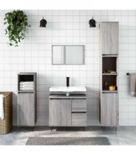vidaXL Bathroom Cabinet Grey Sonoma 65x33x60 cm Engineered Wood — V0672040747
