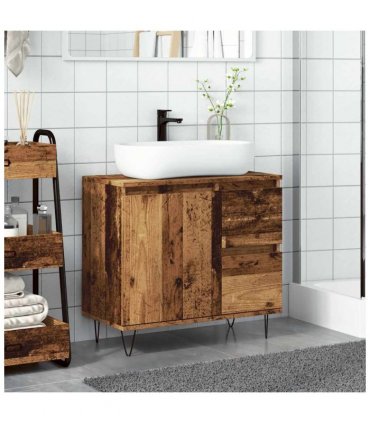 vidaXL Sink Cabinet Old Wood 65x33x60 cm Engineered Wood — V0672040750