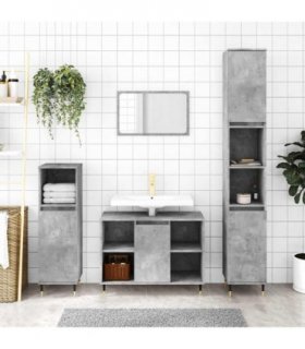 vidaXL Bathroom Cabinet Concrete Grey 80x33x60 cm Engineered Wood — V0672040766