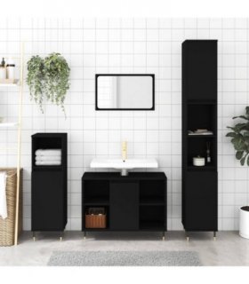 vidaXL Bathroom Cabinet Black 80x33x60 cm Engineered Wood