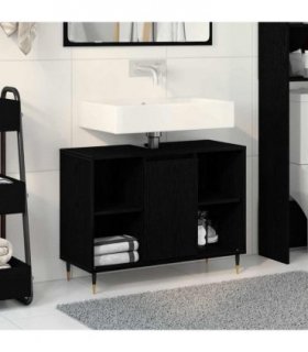 vidaXL Bathroom Cabinet Black 80 x 33 x 60 cm Engineered Wood — Colour: Black oak