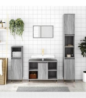 vidaXL Bathroom Cabinet Grey Sonoma 80x33x60 cm Engineered Wood