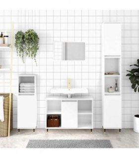 vidaXL Bathroom Cabinet High Gloss White 80x33x60 cm Engineered Wood