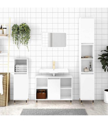 vidaXL Bathroom Cabinet High Gloss White 80x33x60 cm Engineered Wood