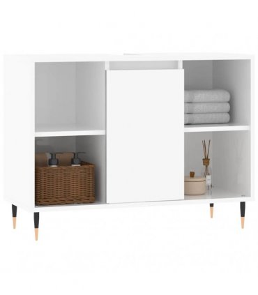 vidaXL Bathroom Cabinet High Gloss White 80x33x60 cm Engineered Wood